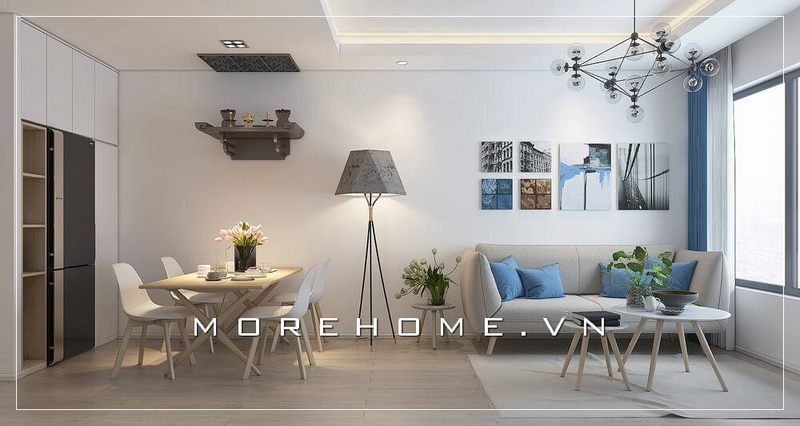 Lựa chọn sofa văng hiện đại đơn giản bọc vải xám tinh tế gọn gàng cho phòng khách căn hộ chung cư thêm thoáng đãng, tiện nghi.